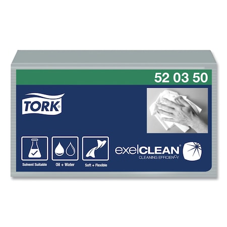 Tork Tork Folded Industrial Cleaning Cloth Gray W8, Soft and Flexible, 8 x 55 Sheets, 520350, PK8 520350